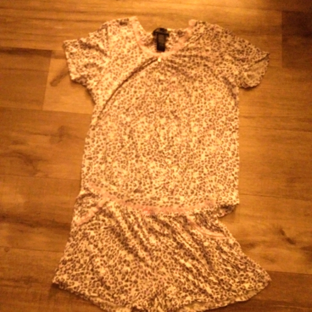 Small, white cheetah print pajama set